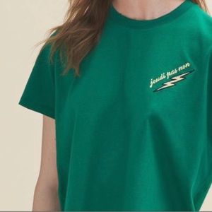 Maje embroidered green tshirt. Size 3.